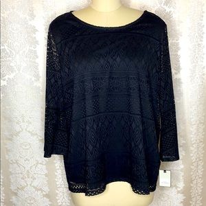 Dana Buchman lace bell black top